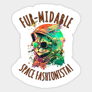 Fur-Midable Space Fashionista Space cat Sticker